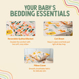 Complete Kids Bedding Set - Animal Print I Pillow Cover, Bedsheet, Reversible Blanket (Pack of 3)