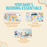 Multicolored Transportation Print Bedding Set for Kids I Pillow, bedsheet and Comforter (Pack of 3))