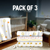 Cotton Muslin Baby Swaddle Sheet (Set of 3) - Honeybee