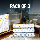 Cotton Muslin Baby Swaddle Sheet (Set of 3) - Stars