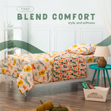 Complete Kids Bedding Set - Animal Print I Pillow Cover, Bedsheet, Reversible Blanket (Pack of 3)