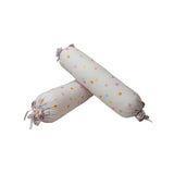 Set of two floral-printed baby bolsters with soft filling and pastel floral motifs