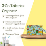 3-Zip Toiletries Organizer - Farm Animals