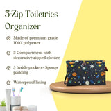 3-Zip Toiletries Organizer - Outer Space
