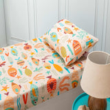 Kids Bedding Set - Under the Sea Print I Bedsheet, Pillow cover, and Comforter (Pack of 3)