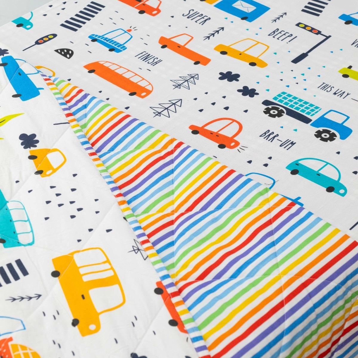 Reversible Quilted Blanket - Transportation