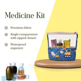 transportation theme medicine storage organizer by playful plunge - premium fabric, waterproof, sipper closure.
