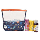 Kids outer space print pouch with astronaut and rocket.
