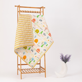 Soft cotton baby blanket with adorable farm animal print – perfect AC comforter for newborn or infants.