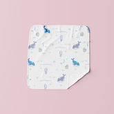 Muslin baby wipe featuring ocean life illustration with fish and aquatic plants – eco-friendly and gentle on baby’s skin