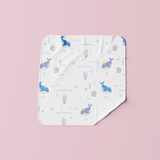 Muslin baby wipe featuring ocean life illustration with fish and aquatic plants – eco-friendly and gentle on baby’s skin