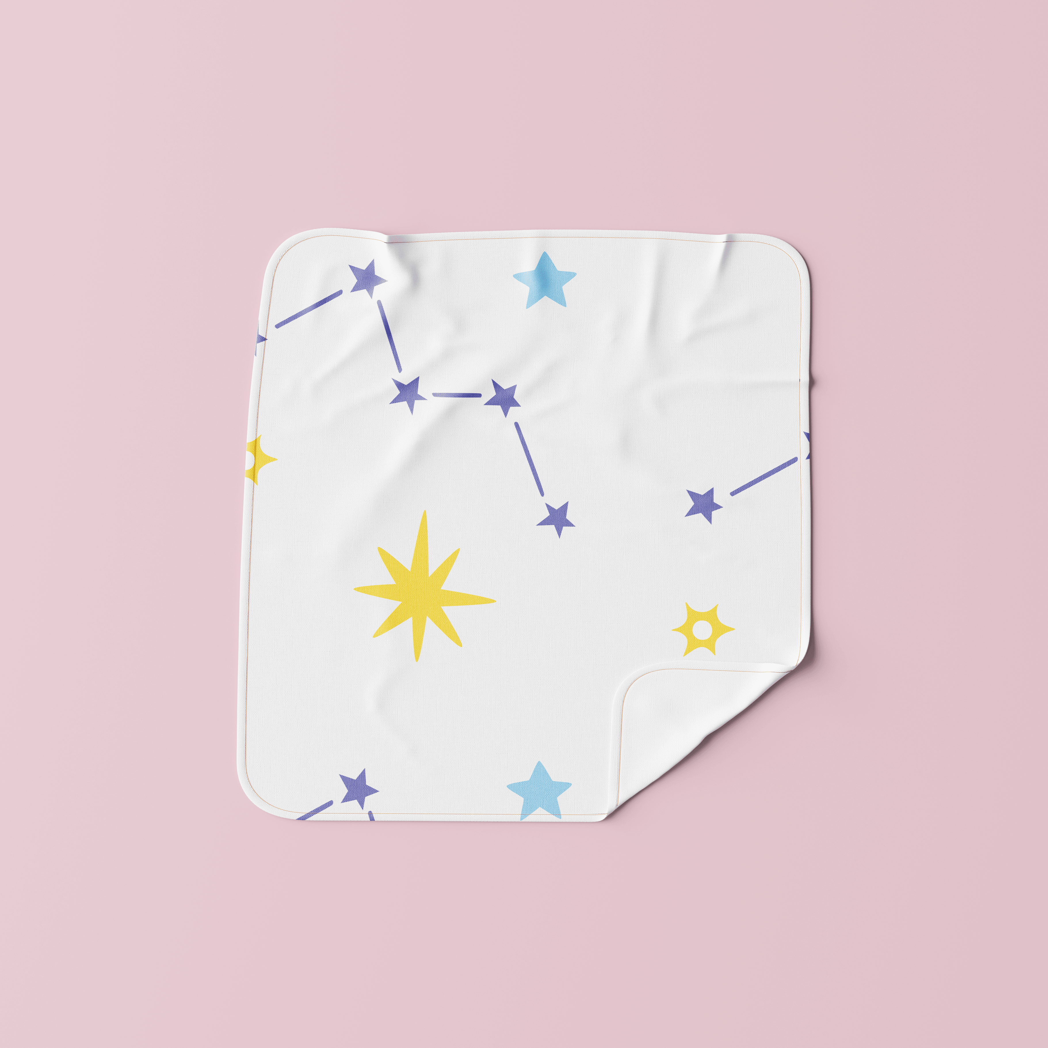 Set of 3 muslin baby wipes with star-themed prints – soft, reusable cotton wipes for newborns and infants.
