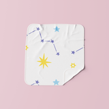 Set of 3 muslin baby wipes with star-themed prints – soft, reusable cotton wipes for newborns and infants.