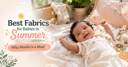 newborn baby on soft muslin fabric in summer breathable setting