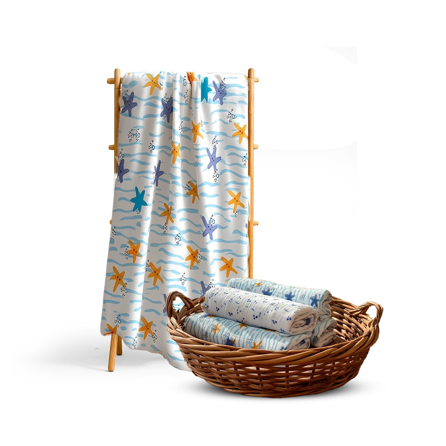 Cotton Muslin Baby Swaddle Sheet (Set of 3) - Ocean Life