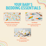Colorful Kids Bedding Set- Space Theme  I Comforter, Pillow Cover, and Bedsheet (Pack of 3)