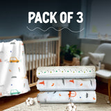 Cotton Muslin Baby Swaddle Sheet (Set of 3) - Transport