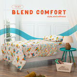 Colorful Kids Bedding Set- Space Theme  I Comforter, Pillow Cover, and Bedsheet (Pack of 3)