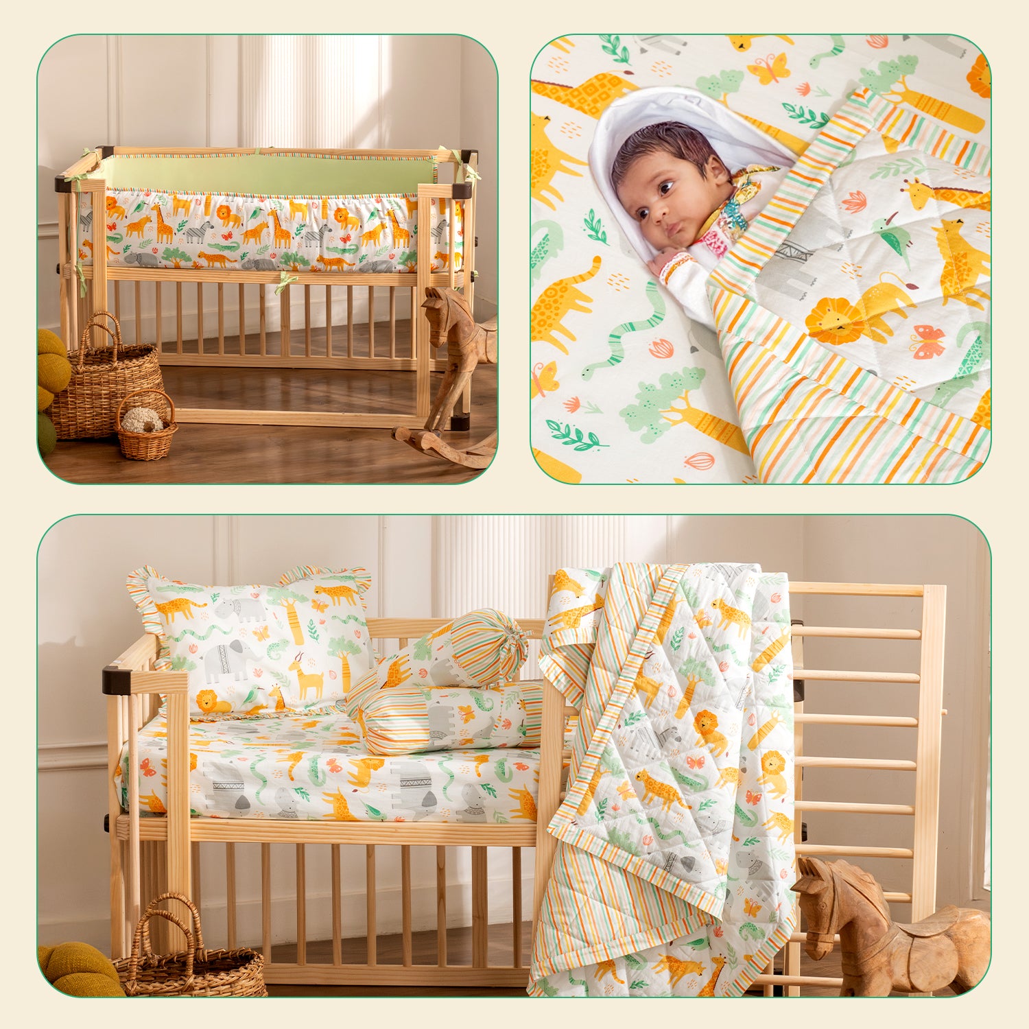 Complete Baby Bedding Set - Jungle Print I Pack of 4