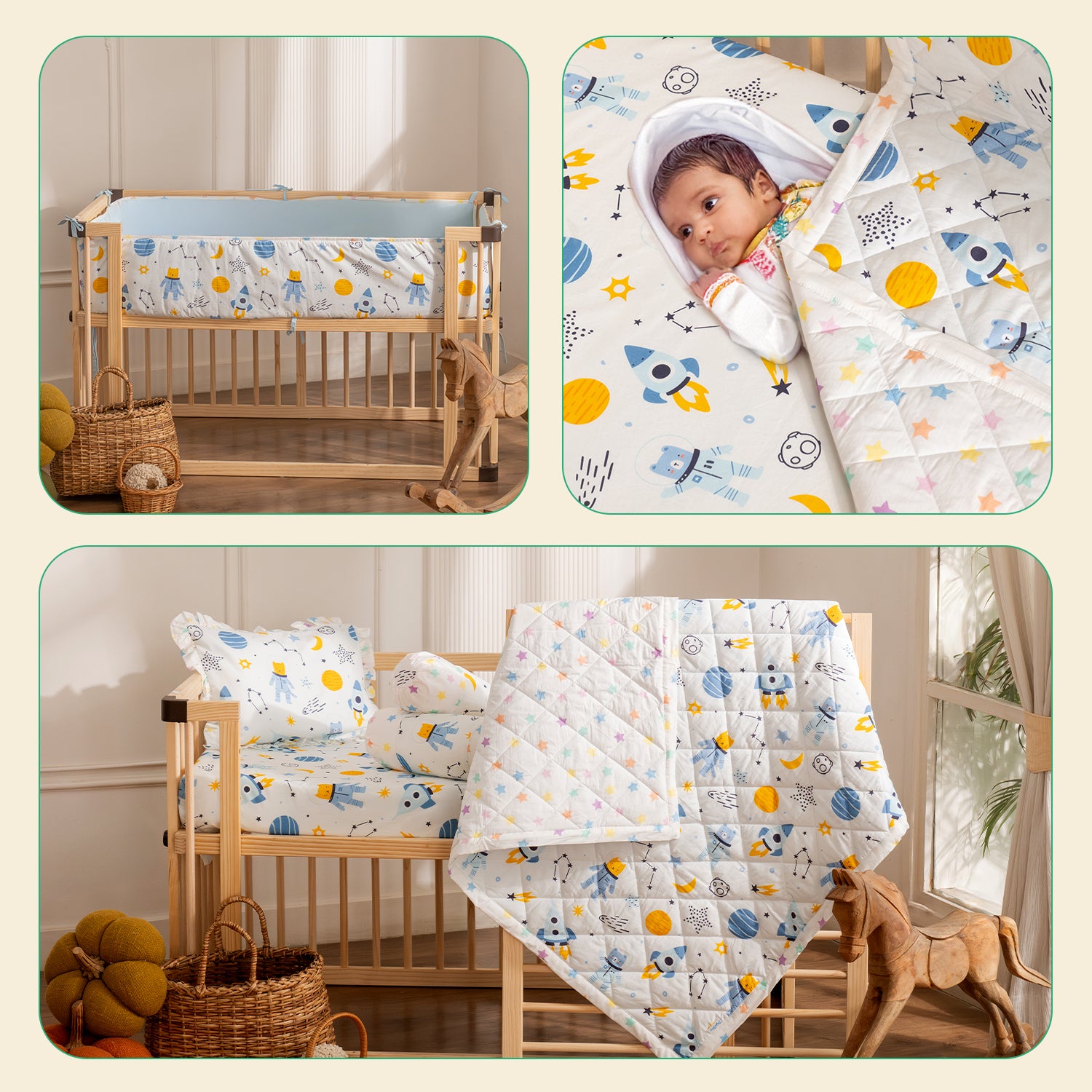 Complete Baby Bedding Set - Outer Space Print I Pack of 4