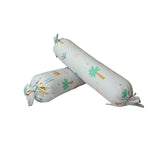Pair of baby bolsters with jungle safari theme featuring cute animal illustrations
