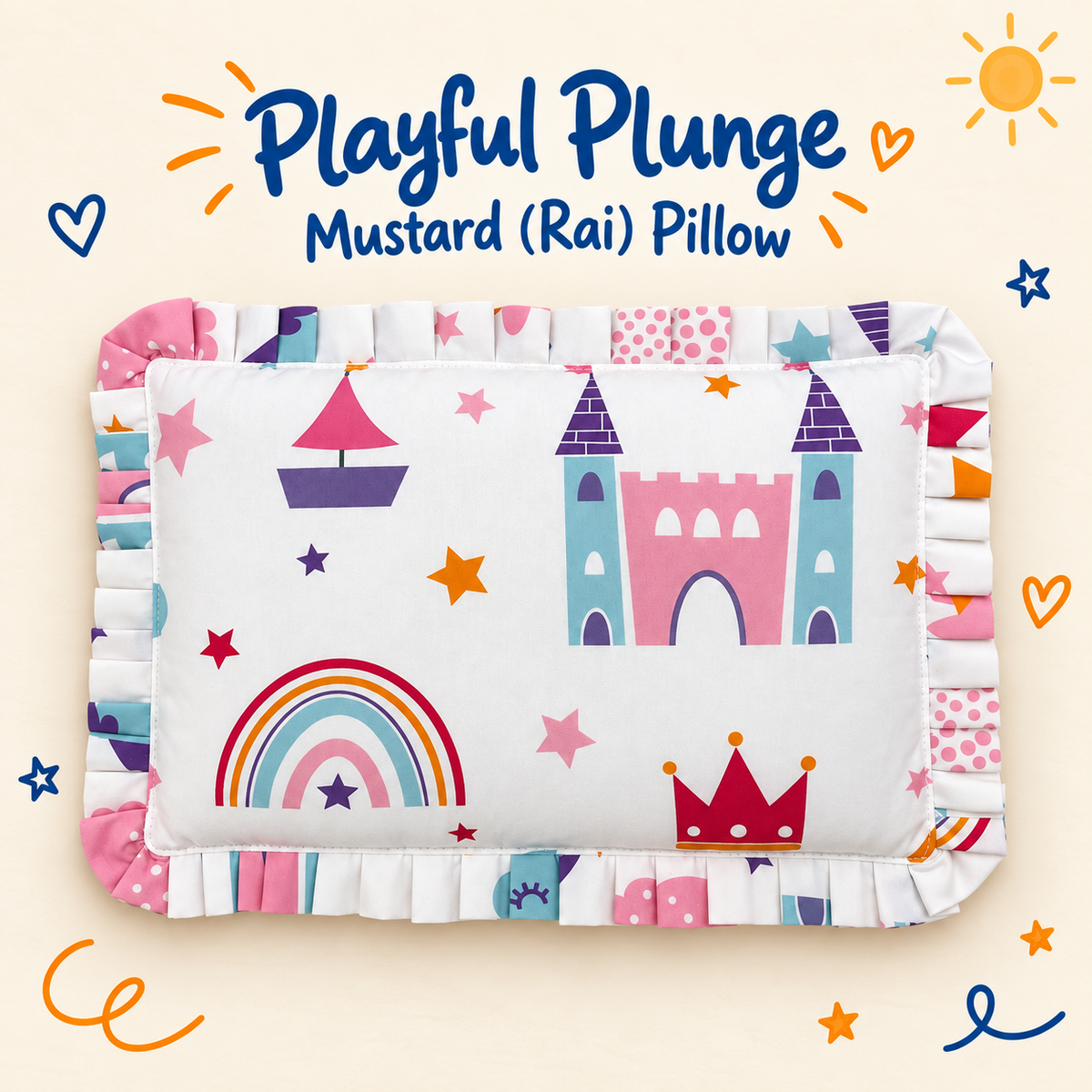 Baby Mustard (Rai) Pillow - Fairytale Print | 100% Cotton