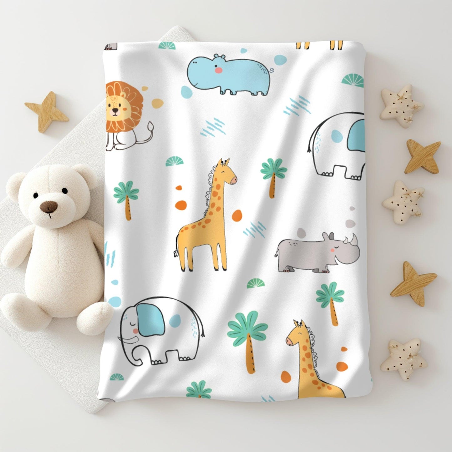 Cotton Muslin Baby Swaddle Sheet (Set of 3) - Jungle Safari