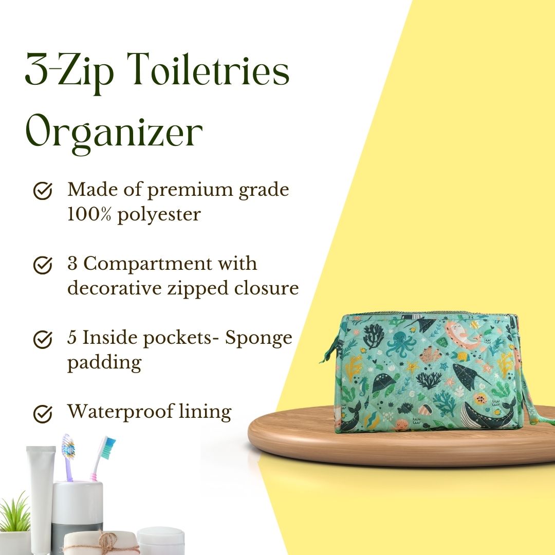 3-Zip Toiletries Organizer - Under the Sea