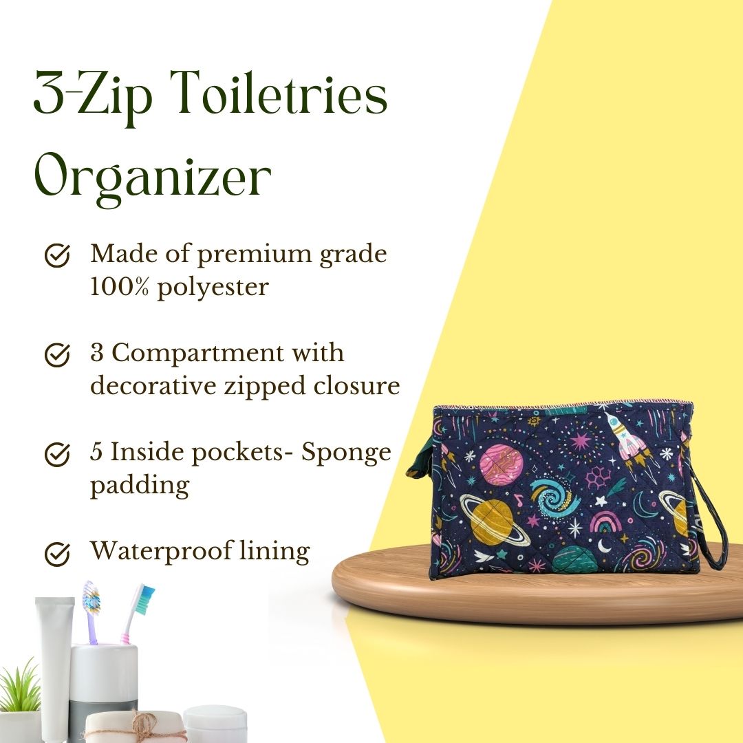 3-Zip Toiletries Organizer - Outer Space