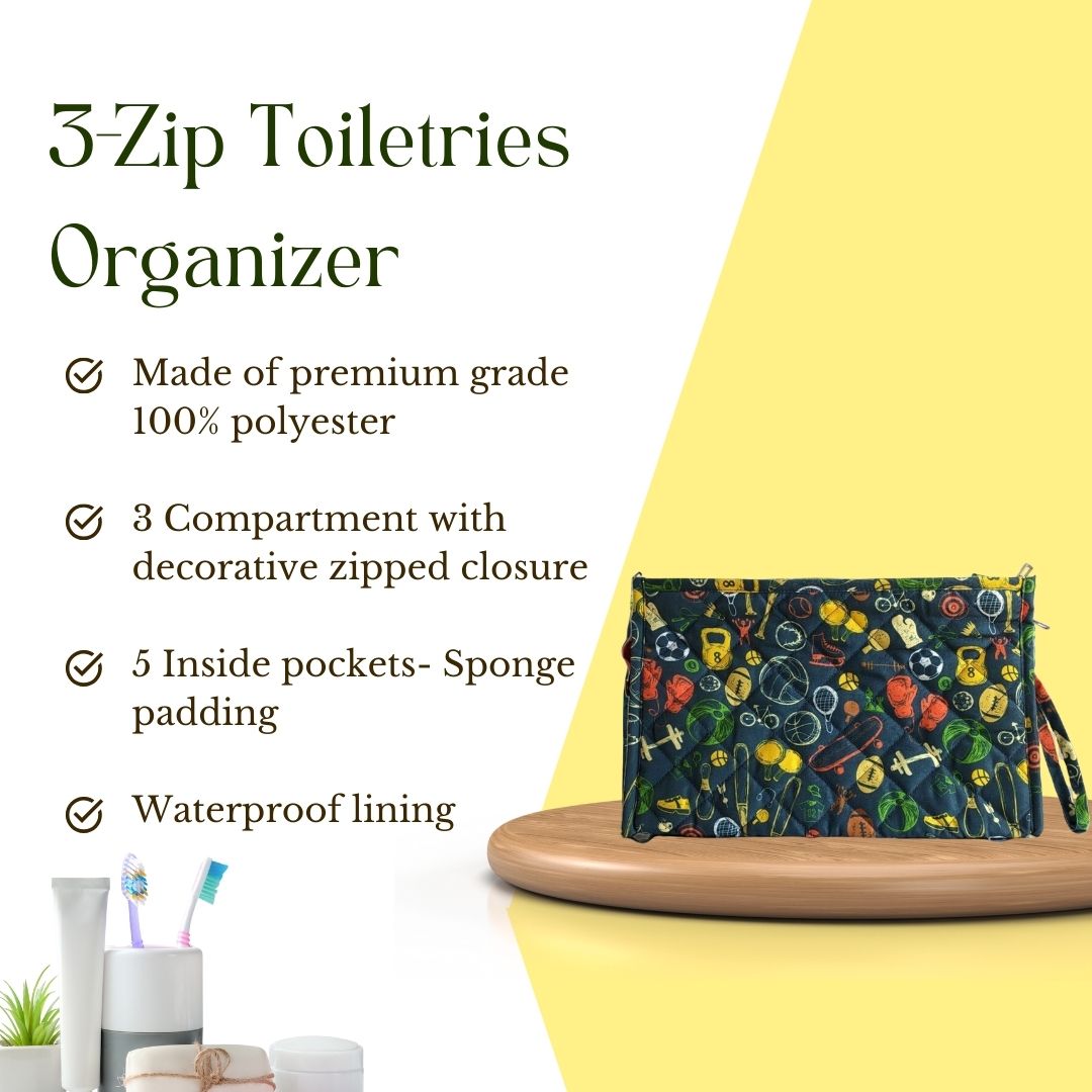 3-Zip Toiletries Organizer - Sports