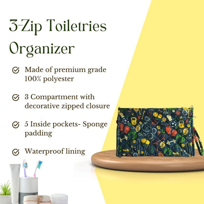 3-Zip Toiletries Organizer - Sports