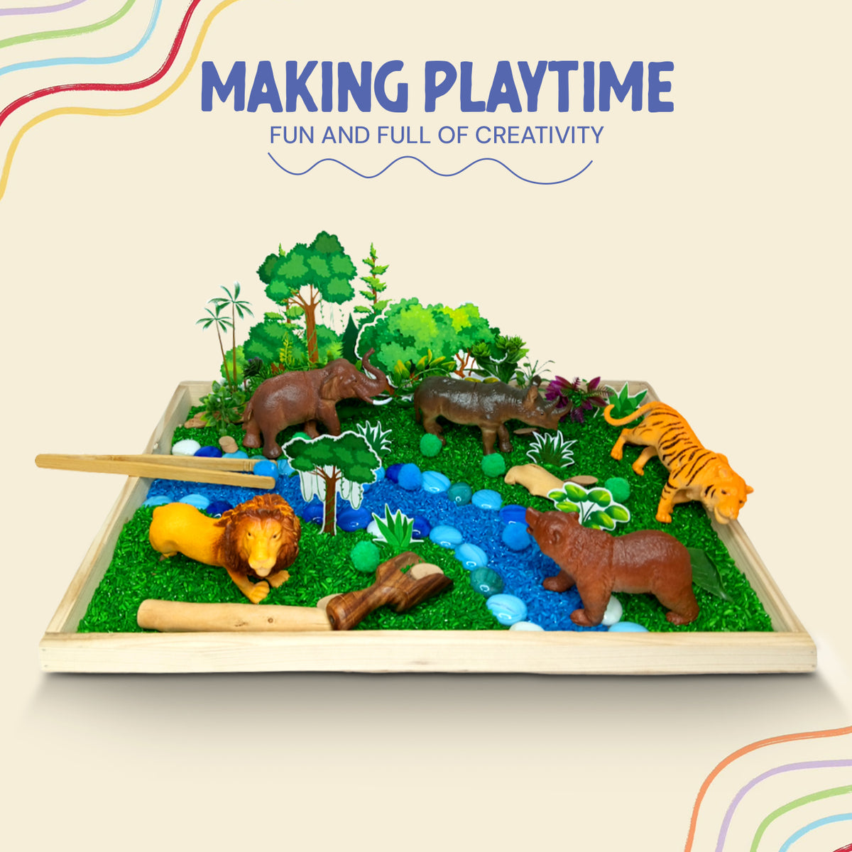 Jungle Animal Kingdom Sensory Play Kit (Ages 3–8)