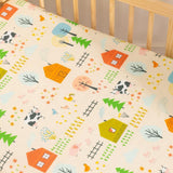 Baby Cot Sheet & Pillow Cover – Farm Animal Print