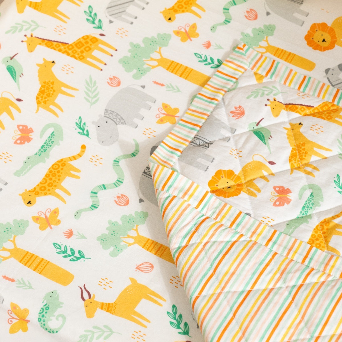 Baby Reversible Quilted Blanket - Jungle Print