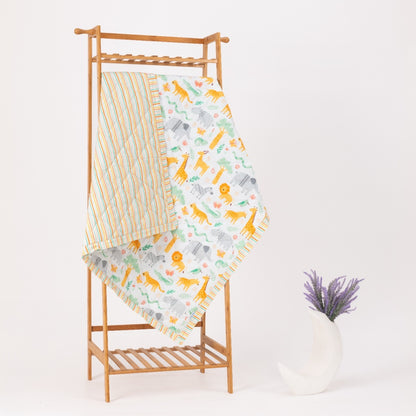 Baby Reversible Quilted Blanket - Jungle Print