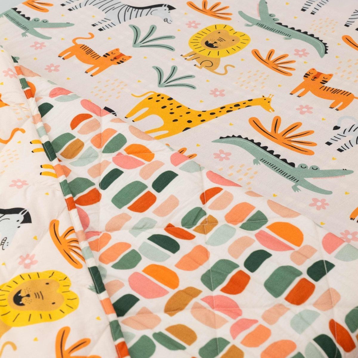 Animal Pattern Reverseble Reversible Kids Comforter – Animal Print Blanket – Playful Plunge