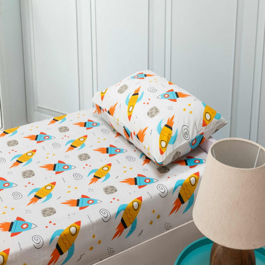 Kids Bedsheet & Pillow Cover - Outer Space