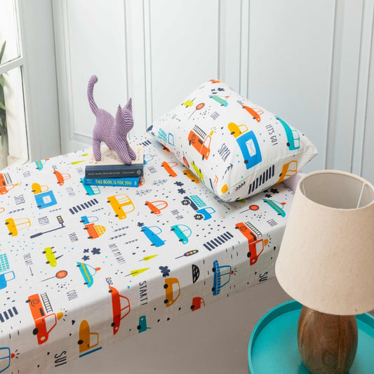 Kids Bedsheet & Pillow Cover - Transportation