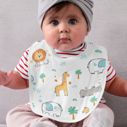 Muslin Bibs I Baby Feeding Bibs (Set of 3) - Jungle Safari